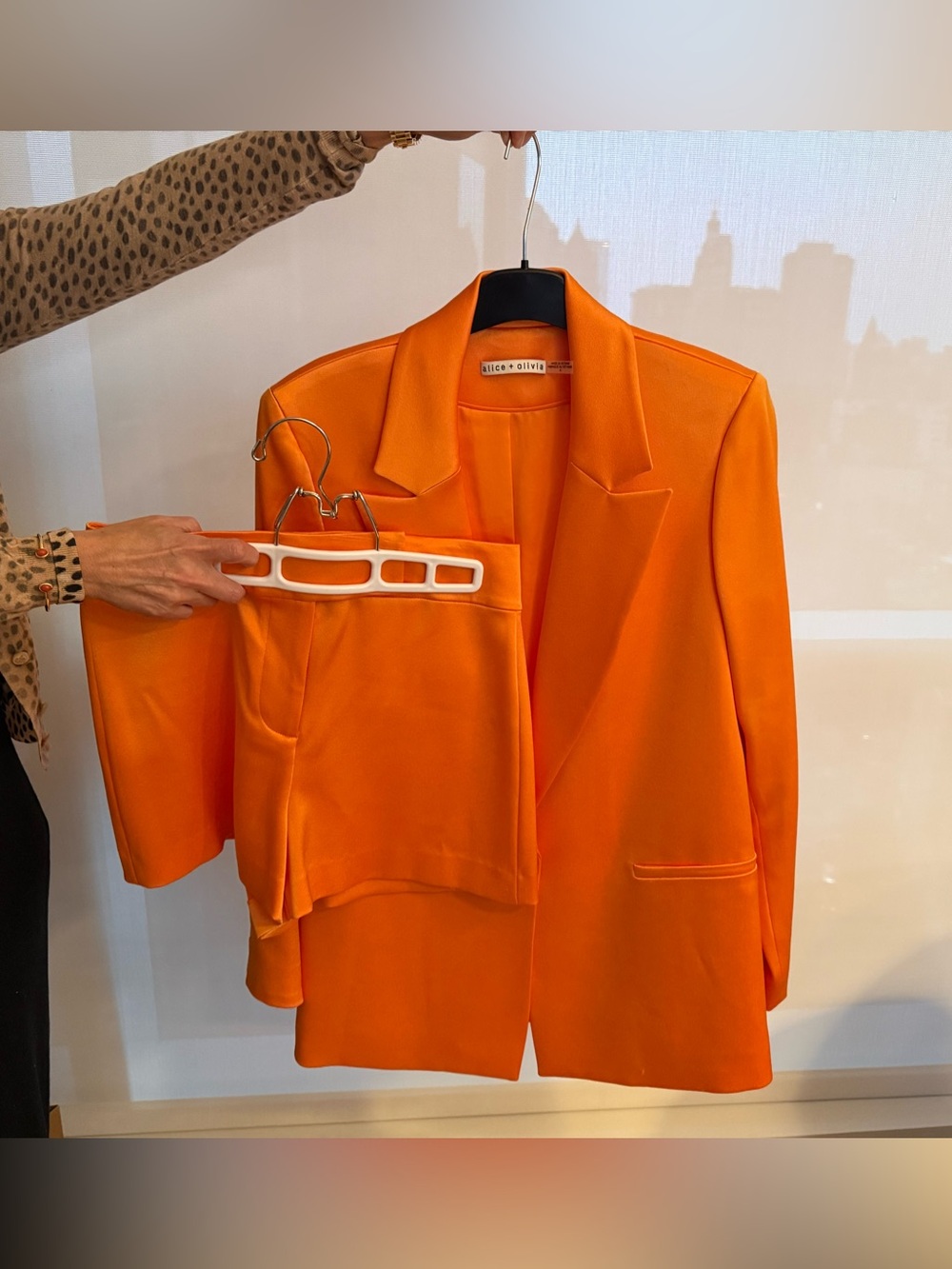 Alice + Olivia Bright Orange Tailored Blazer and Matching Shorts
